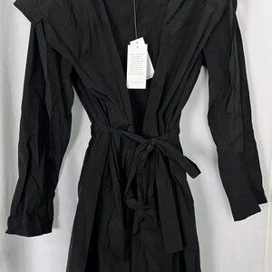 Eileen Fisher Hooded Drawstring Waist Jacket Black Graphite Size Small NWT
